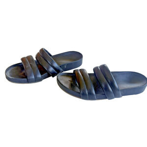 Size 10 Vionic Womens Mayla Double Strap Black Sandals Slides - Arch Support